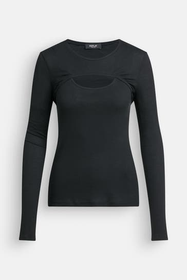 REPLAY Longsleeve schwarz