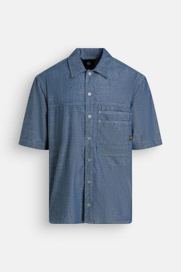 G-STAR Kurzarmhemd blau