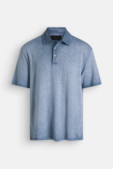 ROBERTO COLLINA Leinenmix-Polo rauchblau 