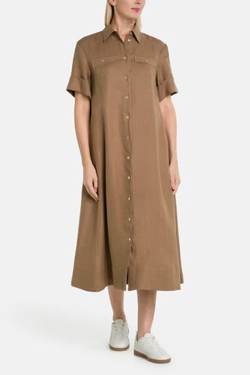 RIANI Brown linen dress