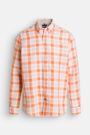 HECHTER Paris Leinenmix-Hemd kariert Regular Fit