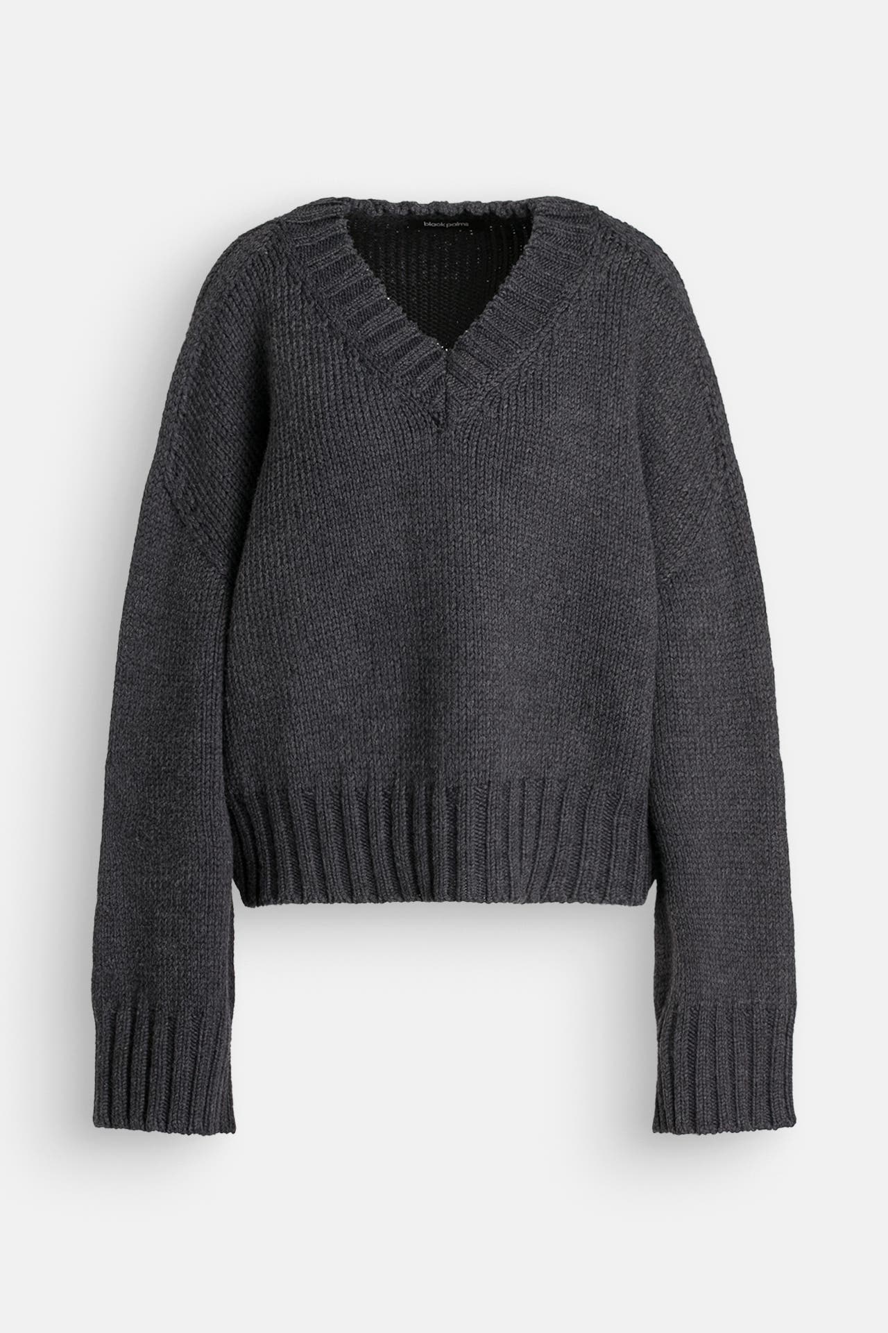 BLACK PALMS Wollmix-Pullover 'Vee' anthrazit, Bild 1