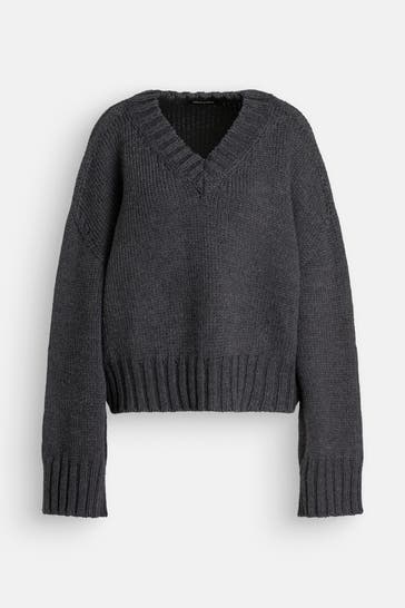 BLACK PALMS Wollmix-Pullover 'Vee' anthrazit