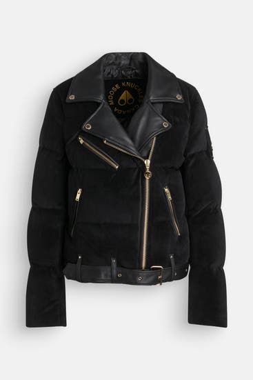 MOOSE KNUCKLES - Daunen-Lederjacke 'Lorimer' schwarz