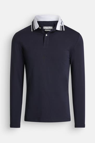 GUESS Langarm-Polo nachtblau