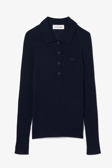 LACOSTE Strick-Polo dunkelblau