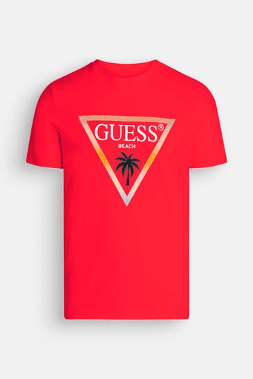 GUESS T-Shirt 'Triangle Palm' rot