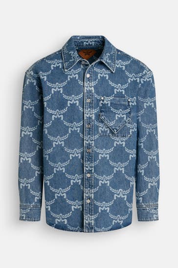 MCM Jeansjacke azurblau gemustert