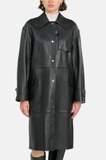 BOSS Ledermantel 'Sondeli' schwarz