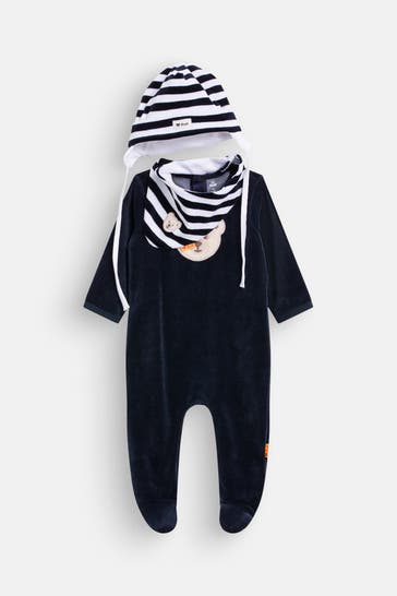 STEIFF Set: Strampler, Mütze & Lätzchen