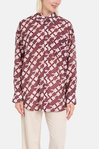 GANT Seidenmix-Bluse aubergine gemustert