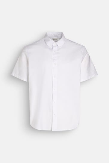 CALVIN KLEIN Kurzarmhemd 'Solid Oxford' Classic Fit weiß