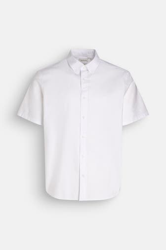 CALVIN KLEIN Kurzarmhemd 'Solid Oxford' Classic Fit weiß