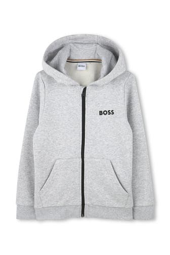 BOSS Sweatjacke hellgrau