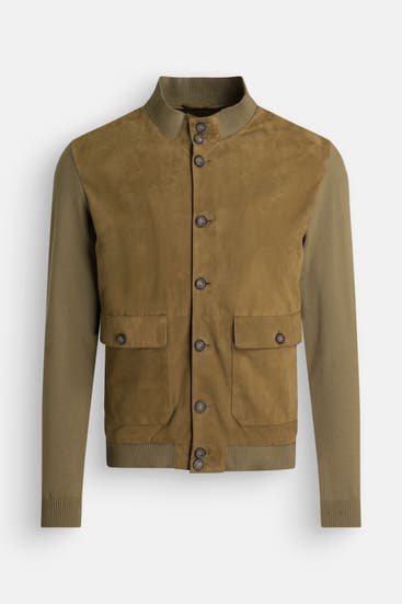 MABRUN - Leder-Blouson 'Durango' oliv