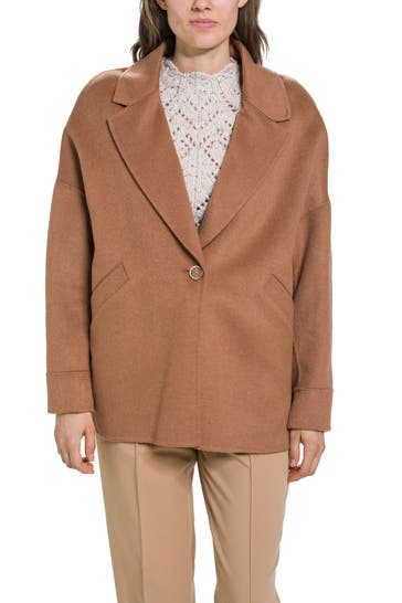 MILESTONE Wollmix-Kurzmantel 'Masala' hellbraun