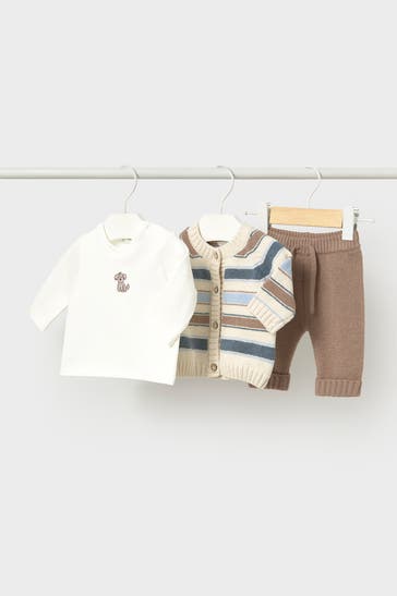 MAYORAL Set: Longsleeve, Strickjacke und Stickhose