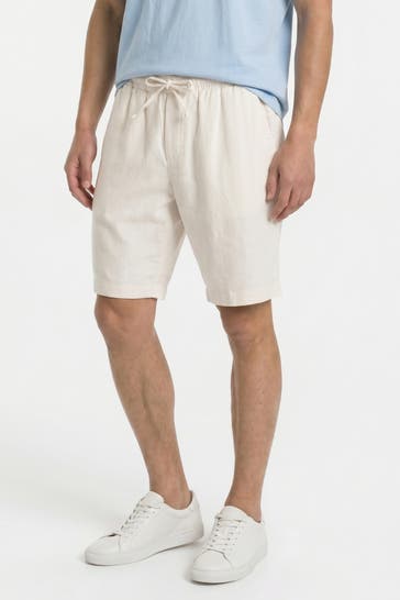 TOMMY HILFIGER Leinenmix-Shorts ecru