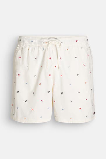 TOMMY HILFIGER Badeshorts offwhite gemustert