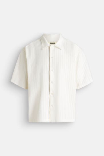 WOODBIRD Kurzarmhemd 'Wang Chuke' weiß