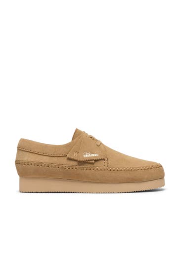 CLARKS Lederschnürer 'Weaver' hellbraun Regular Fit