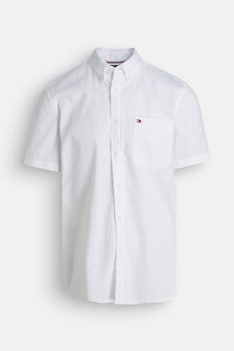 TOMMY HILFIGER Kurzarmhemd 'Seersucker' weiß