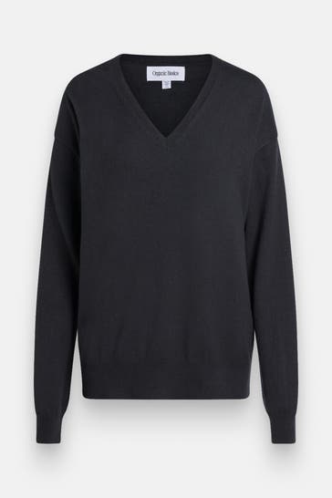 ORGANIC BASICS Wollmix-Pullover 'Fine' schwarz