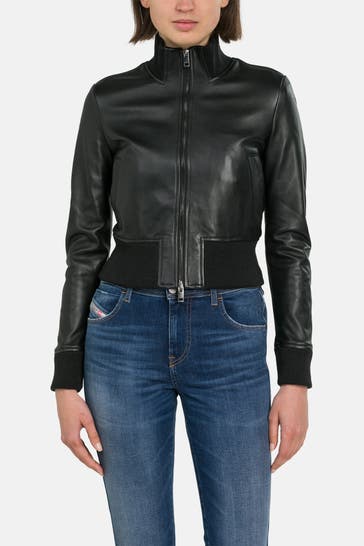 DIESEL Lederjacke schwarz