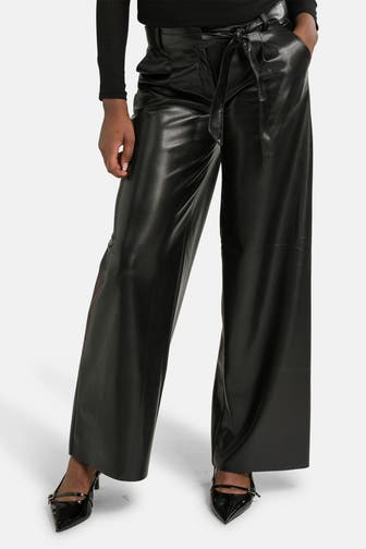 COMMA, Kunstlederhose schwarz