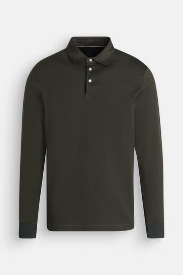 HACKETT Langarm-Polo tannengrün