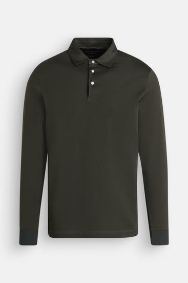 HACKETT - Langarm-Polo tannengrün