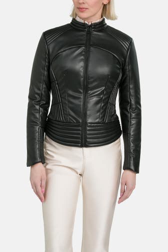 GUESS Lederjacke 'Lea' schwarz