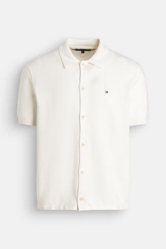 TOMMY HILFIGER Strick-Hemd weiß