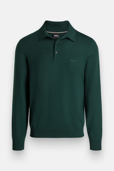 BOSS Langarm-Polo 'Banet' tannengrün