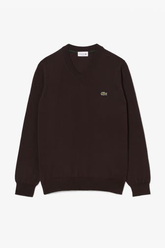 LACOSTE Wollmix-Pullover dunkelbraun