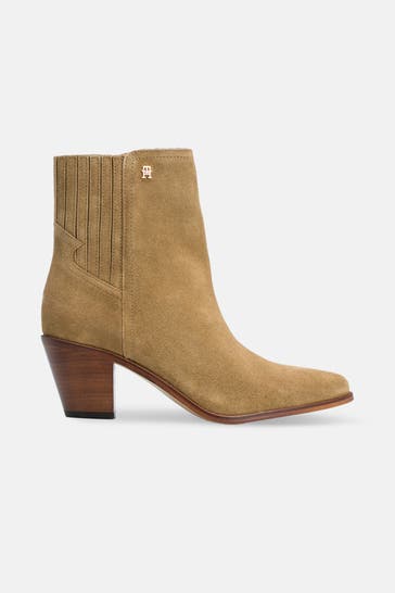 TOMMY HILFIGER Lederstiefeletten 'Caroline' khaki