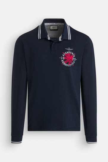 AERONAUTICA MILITARE Langarm-Polo navy