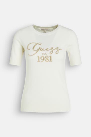 GUESS Strickshirt weiß