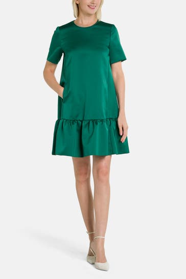 RIANI Dark green satin Mini Dress