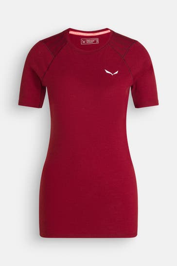 SALEWA Wollmix-Shirt 'Cristallo Warm' dunkelrot