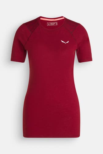 SALEWA Wollmix-Shirt 'Cristallo Warm' dunkelrot