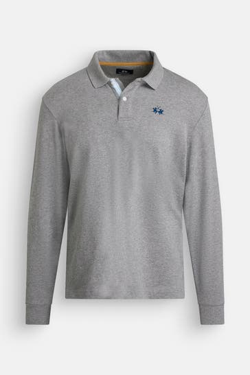 LA MARTINA Langarm-Polo grau