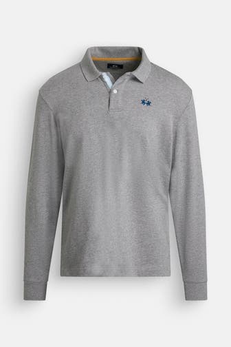 LA MARTINA Langarm-Polo grau