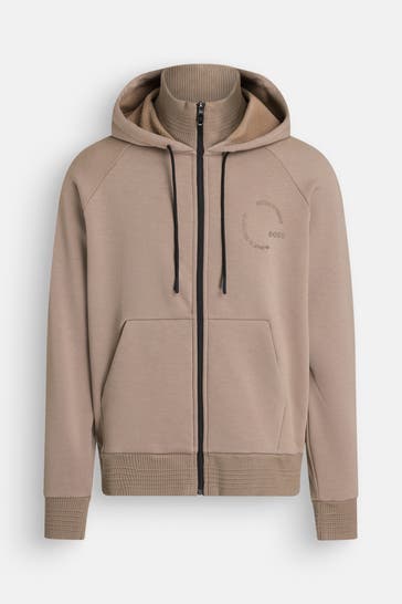 BOSS GREEN Sweatjacke 'Snuggel' taupe