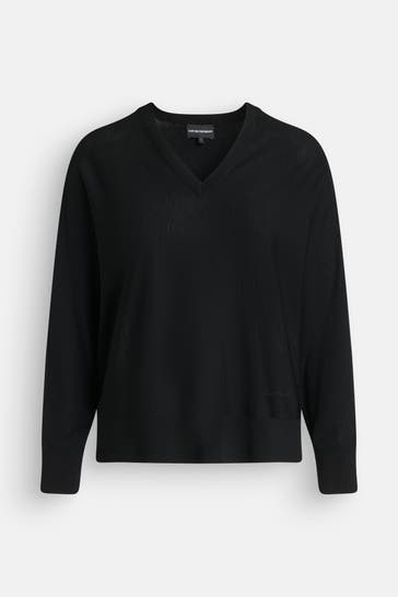 EMPORIO ARMANI Schurwollpullover schwarz