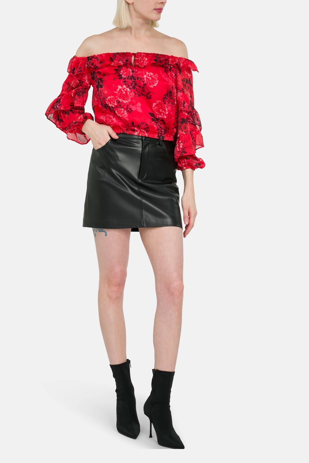 GUESS Blusentop rot-schwarz, Bild 1