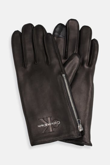 CALVIN KLEIN Leder-Handschuhe schwarz