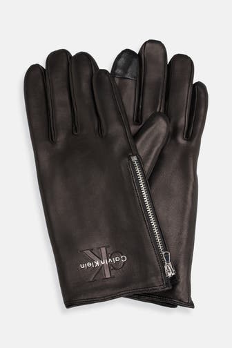 CALVIN KLEIN Leder-Handschuhe schwarz