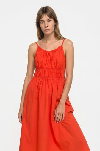TOMMY HILFIGER Maxikleid 'Smock' orangerot