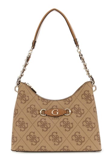 GUESS Schultertasche 'Izzy' hellbraun gemustert